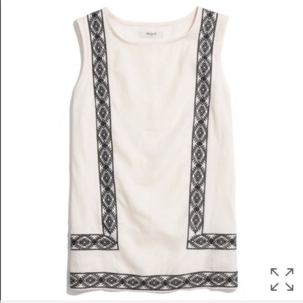 Madewell Women Tank Top White Linen Embroidered M - Picture 2 of 8